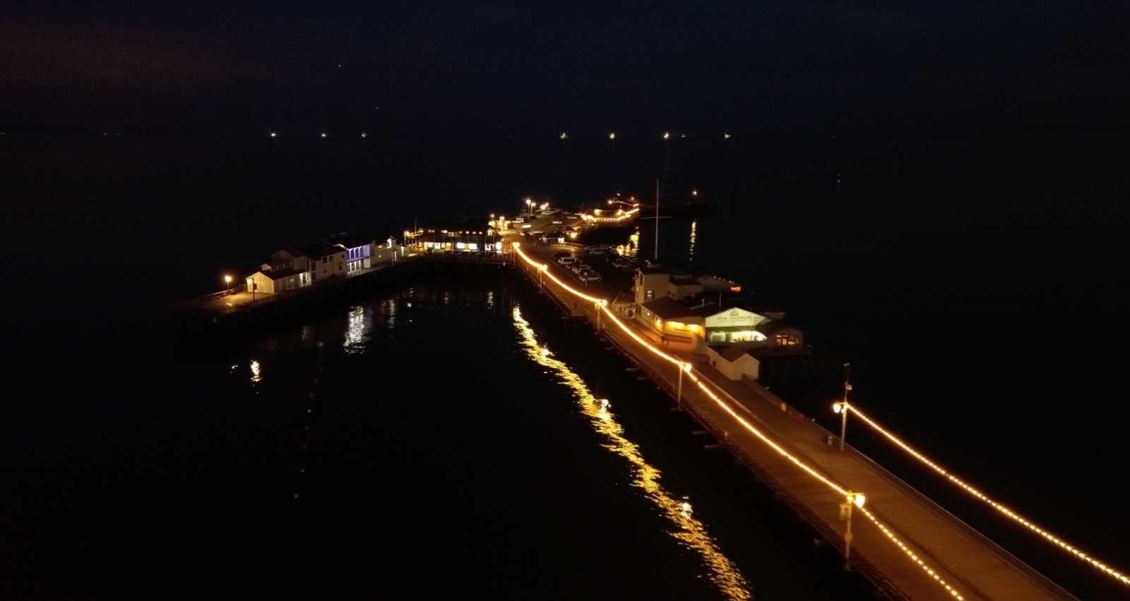 Stearns Wharf Night Fly Over