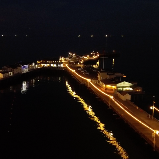 Stearns Wharf Night Fly Over