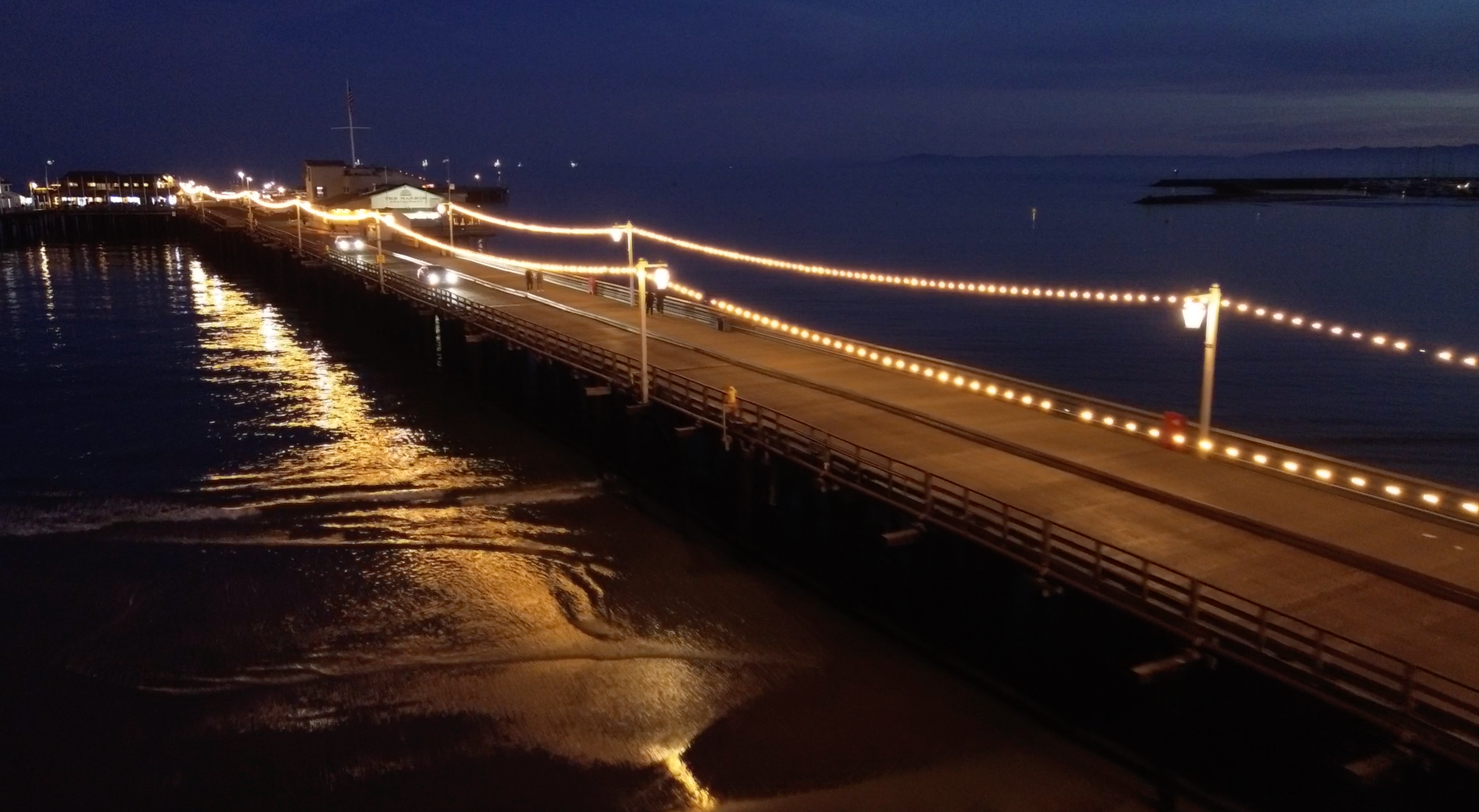 Stearns Wharf Night Fly Over